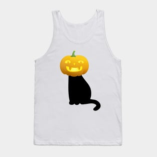 Halloween Black Cat With Pumpkin Tank Top